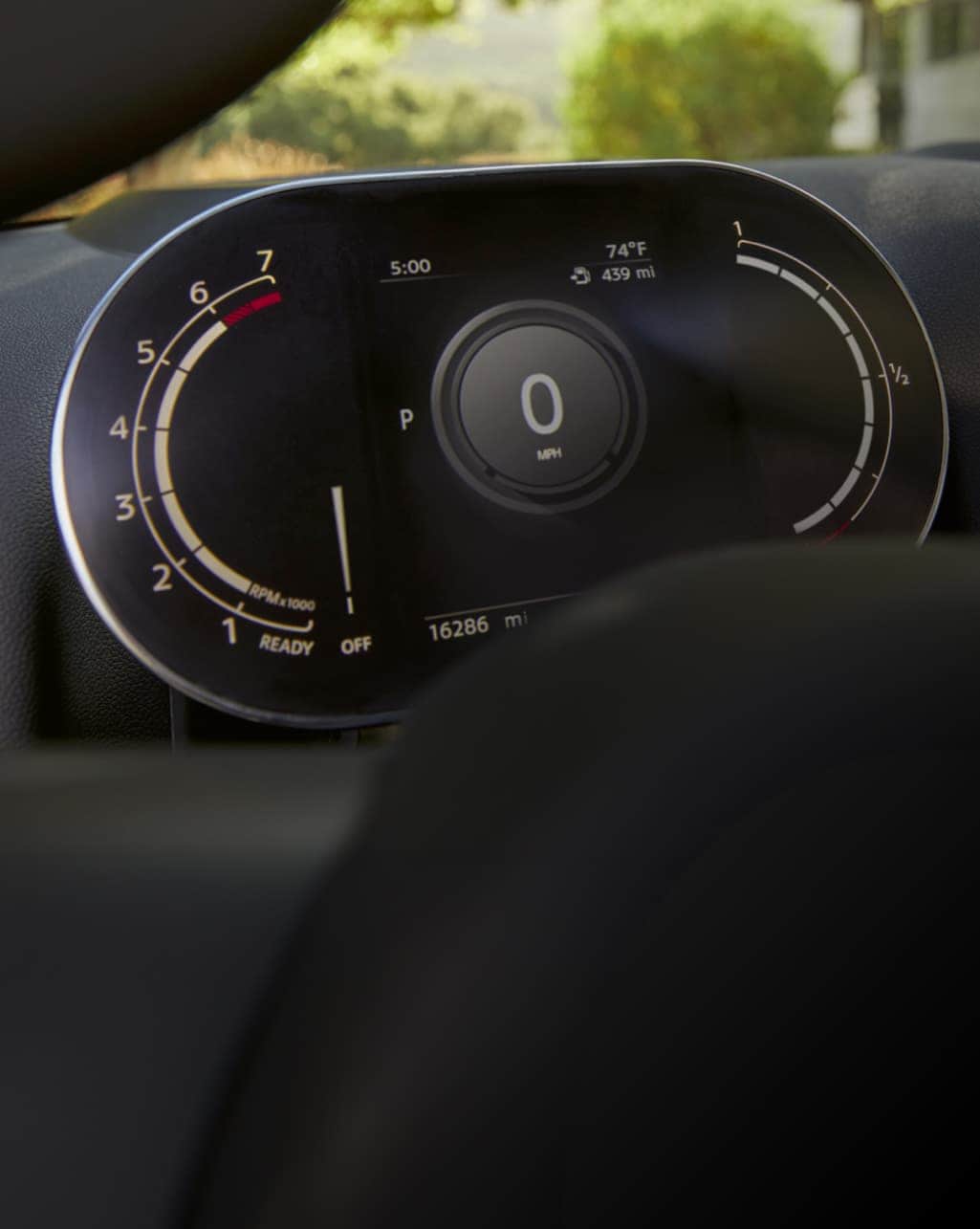 Closeup view of the Dynamic Digital Instrument Cluster in a MINI Countryman.