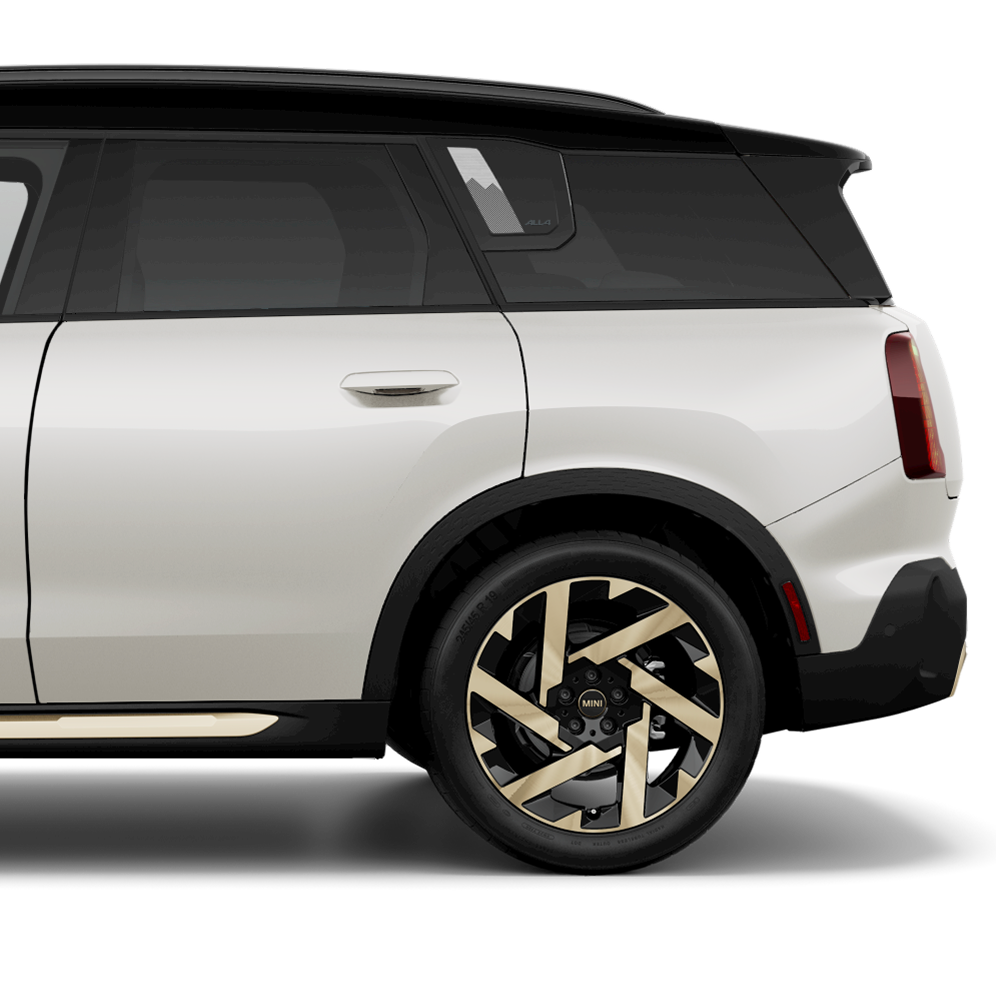 A side-view of a MINI Countryman SE ALL4 from the rear door to the trunk.
